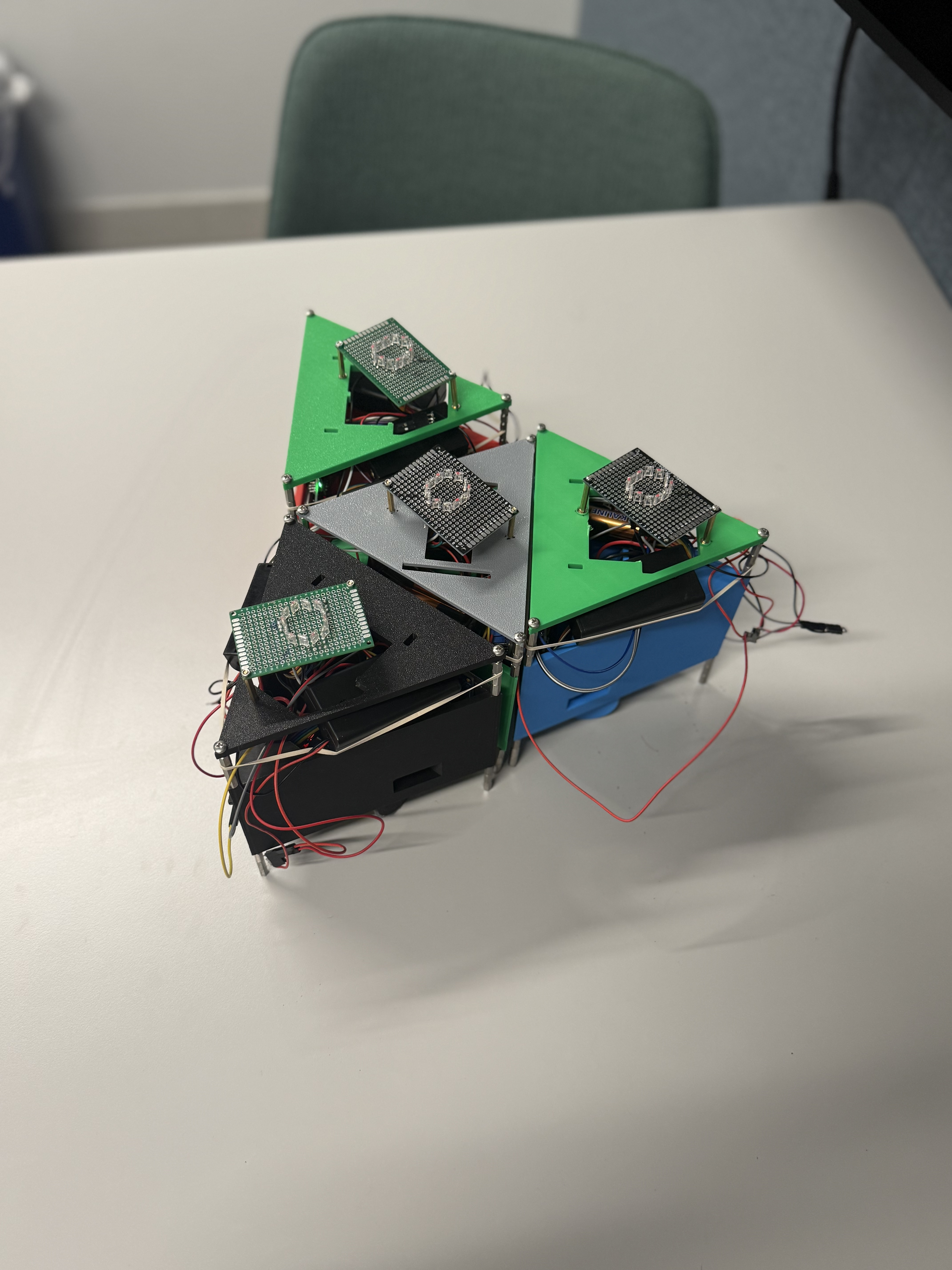 Four robots in final assembled formation